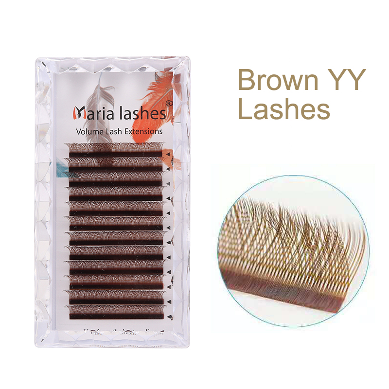 Eyelash Extension Yy - MARIA Bruine YY-vormige wimper Kleurrijke YY-type