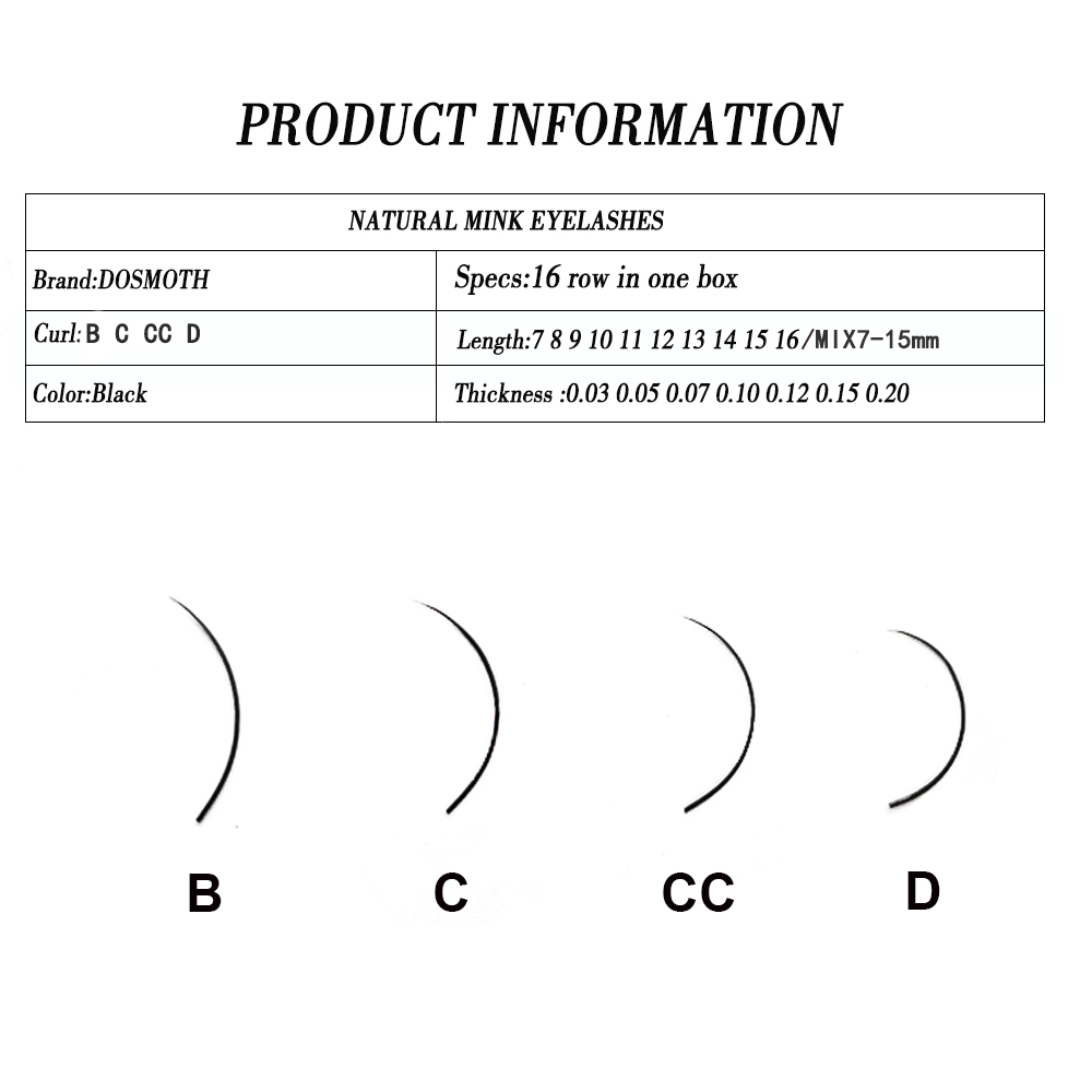 Dosmoth 10 Boxes 16 Rijen 7-16 - Eyelash Extension Human Hair recensie en prijs